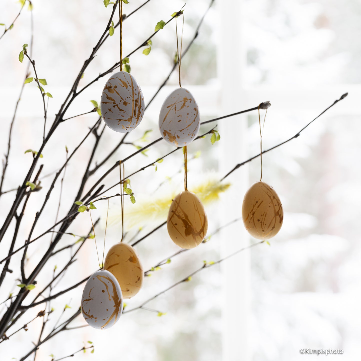 EASTER GOLDIE EGG hvit/gul/ gull 6 pk i eske