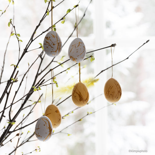 EASTER GOLDIE EGG hvit/gul/ gull 6 pk i eske