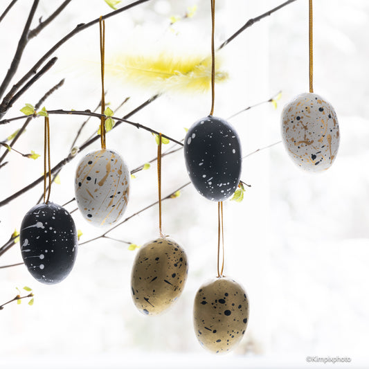 EGG SPLASH sort/gull/hvit 6 pk i eske