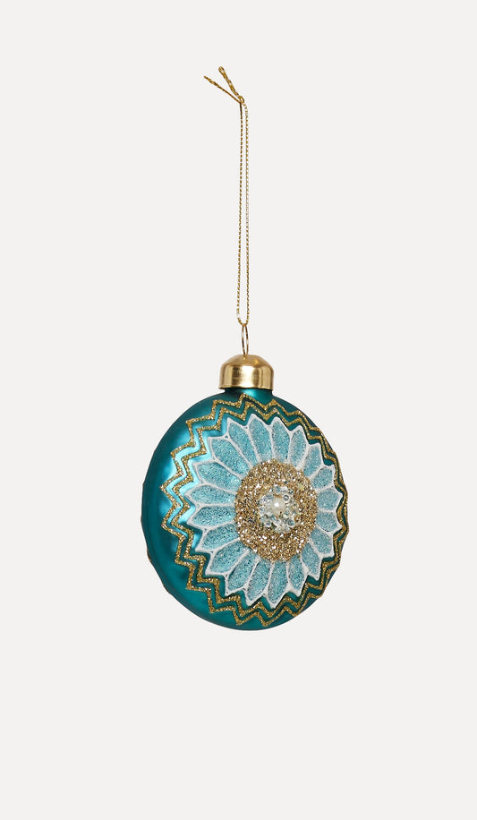 UND Glasskule Flat m/ glitter, Aqua