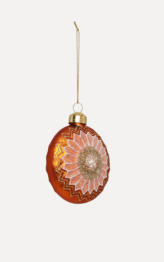 UND Glasskule flat m/ glitter Orange