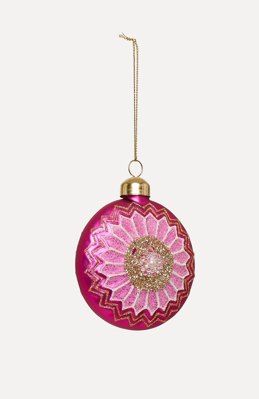 UND Glasskule Flat m/ glitter, Rosa
