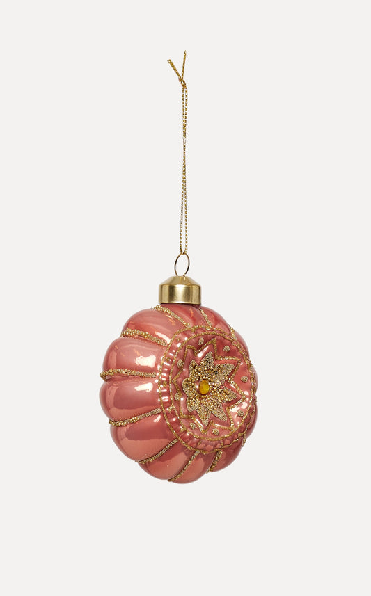 UND Glasskule flat m/glitter, Rose