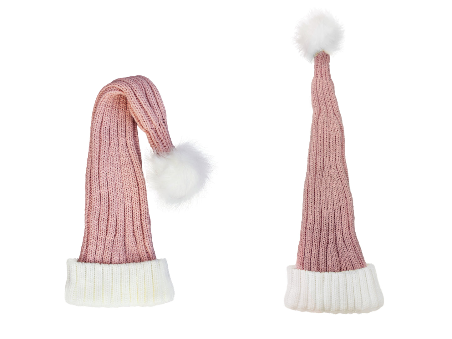 Strikket nisselue Rosa og hvit
