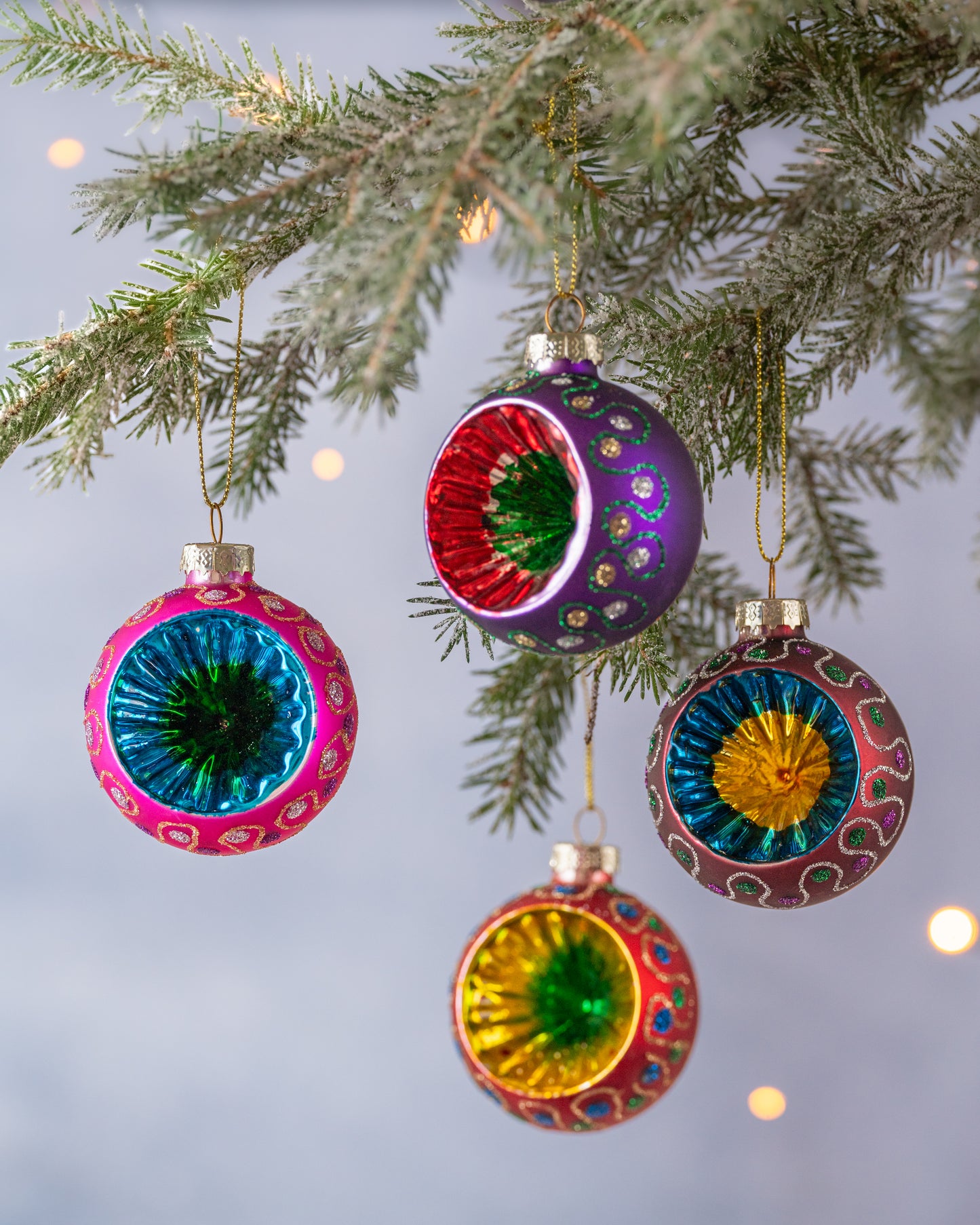 Juletrekuler med farge, 4 pk