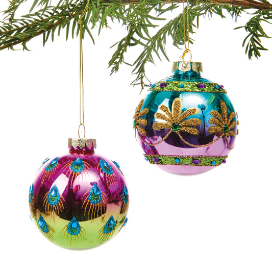 Juletrekule med påfuglmønster