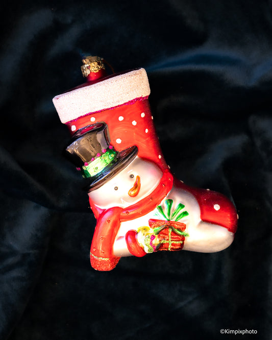 Julestrømpe med snømann