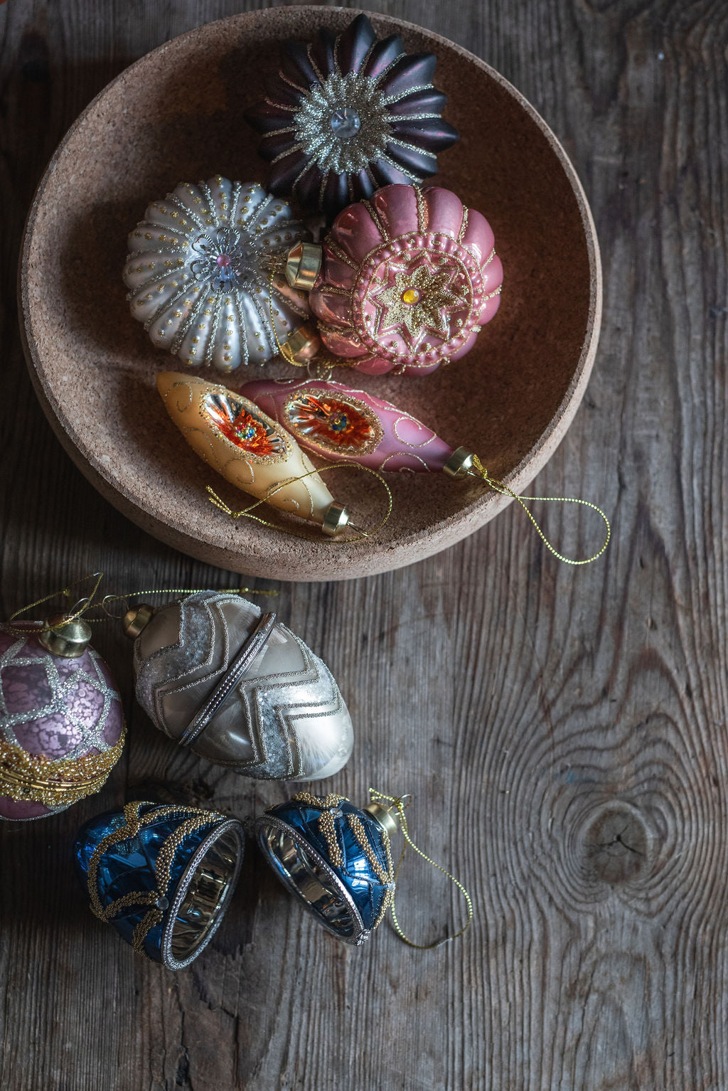 UND Glasskule flat m/glitter, Aubergine