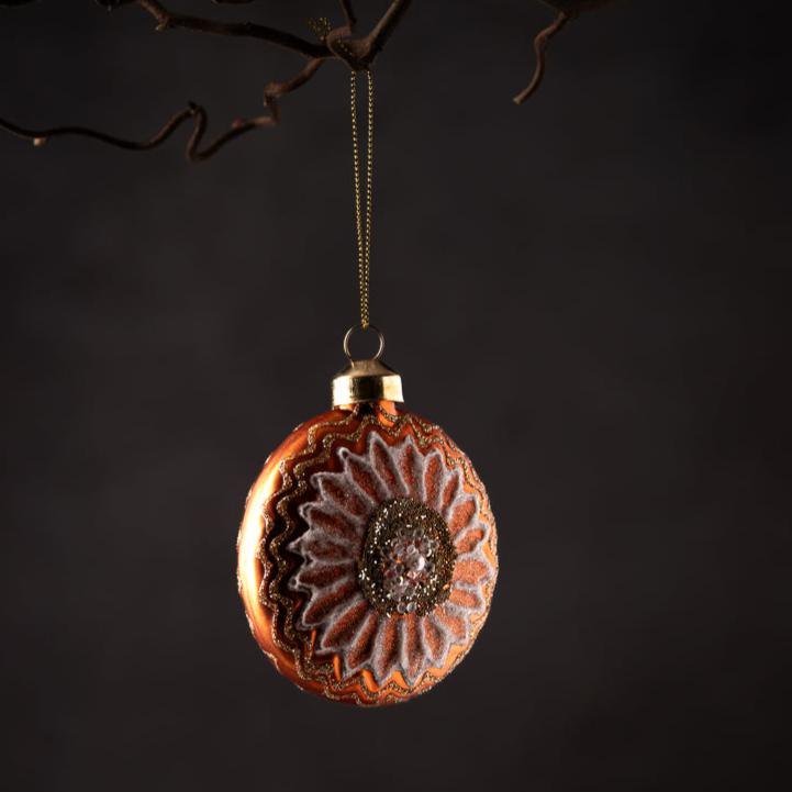 UND Glasskule flat m/ glitter Orange