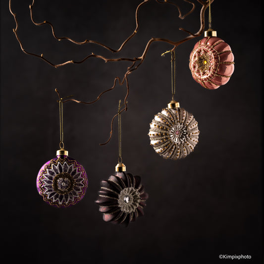 UND Glasskule flat m/glitter, Aubergine