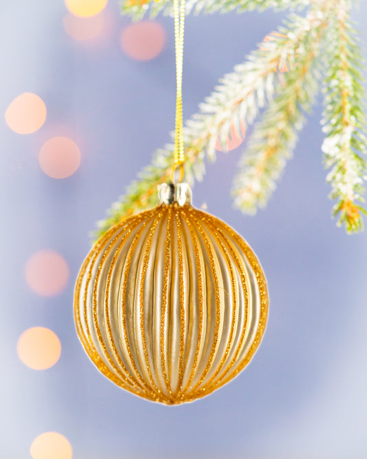 Juletrekule Gull/ stripe